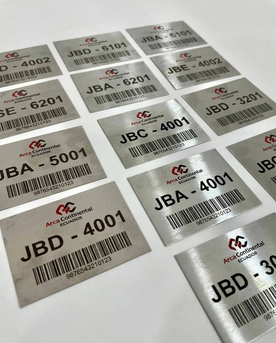 Placas de inventario Arca Continental con código de barras