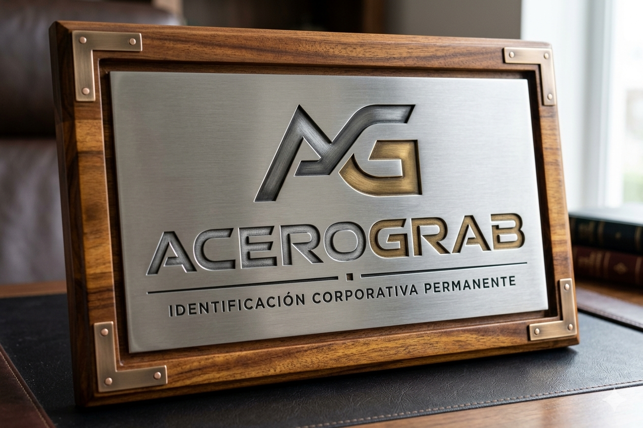 Placa metálica grabada en acero inoxidable